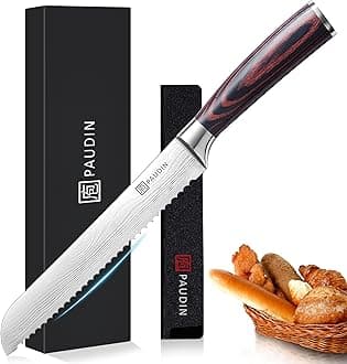 Bread Knife, 8 inch Serrated Knife with German Stainless Steel for Efficient Slicing Sourdough Bread, Bagels, Cake, Gift Box for Family & Restaurant