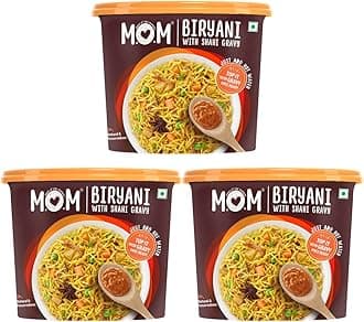 MOM - Meal of the Moment, Veg Biryani with Shahi Gravy, Ready to Eat Instant Food No Added Preservatives, 140 gm, Pack of 3