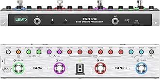 Bass Multi Effects Pedal with 36 Presets, 4 Modules, Amp, Compressor, Mod, Reverb, IR CAB, Tuner, BT Connection,Recording,App Control