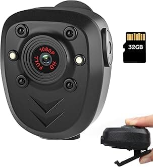 Mini Body Camera Video Recorder, Wearable Police Body cam with Night Vision, Built-in 32GB Memory Card, HD1080P,Record Video,Night Vision, 4-6HR Battery Life
