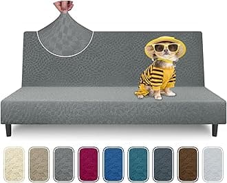 ZNSAYOTX Stretch Futon Covers Full Size 2025 Fashion Armless Sofa Bed Slipcovers, Soft Durable Queen Futon Cover Washable Pets Friendly Mattress Couch Protector (67"-82", Beige)