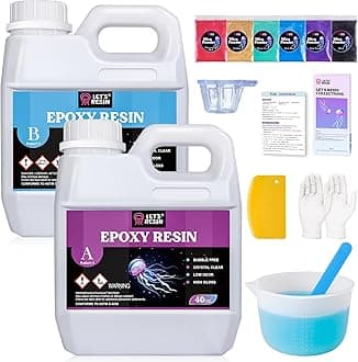 LET'S RESIN 80oz Crystal Clear Casting Resin Kit,Bubbles Free Epoxy Resin Supplies, Clear Craft Resin for Tumblers,Molds,Jewelry,Table Top,Art Resin with 6 Mica Powders,Large Silicone Cup and More