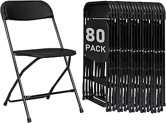 80 Pack Black Plastic Folding Chairs, Portable Party Chairs, Stackable Commercial Seats with Steel Frame for Home Office Wedding Party Indoor Outdoor Events Chairs, 350lbs Capacity