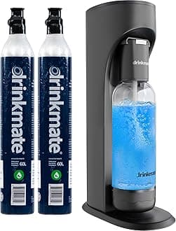 OmniFizz Sparkling Water and Soda Maker, Carbonates Any Drink Not Just Water, Fizzy Drink Maker, Water Carbonator, Sparkling Water Machine, x2 CO2 Cylinders Included, Matt Black