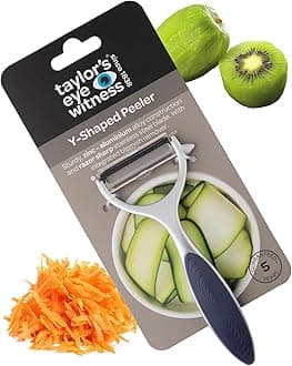 Premium Y Shaped Vegetable Peeler - Taylors Eye Witness, Great Kitchen Gadget, with Sturdy Zinc Aluminum Construction with Shiny Silver Colour, Glides Easily Over Apple, Carrot Or Potato, Denim Blue