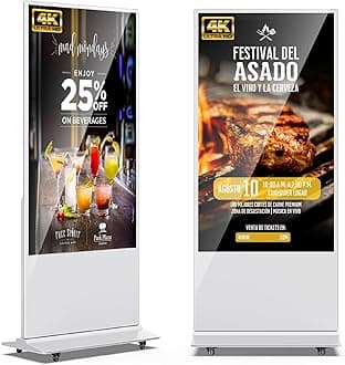 JIYANG 65 Inch 4K Digital Signage Display, Indoor Floor Standing Advertising Display Kiosk Android System,Commercial LCD Totem Support HDMI-in,Store Displays Screens and Lifetime CMS System(White)