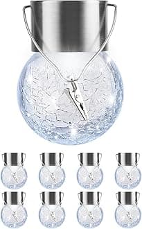 Solar Lights Outdoor Hanging Decorative Globe 8 Pack, Waterproof Solar Lantern with Handle and Clip, Solar Powered Glass Ball Lights for Garden Yard Fence Tree Umbrella Holiday Décor, Cold White