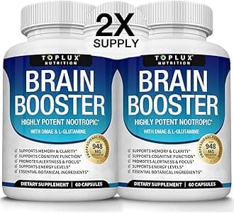 Brain Supplement Nootropic – Brain Pills Vitamin with DMAE, Bacopa Monnieri, L-Gutamine, for Men Women, 60 Capsules, Nutrition