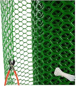 UV Stabilized Garden Fencing Net_Tree Guard Net_Anti Bird Net_PVC Virgin HDPE_3.3 Feet Height X 15 Feet Length_Green Color_800 GSM with 1 Cutter and 100 PVC Tags SHJAMN3