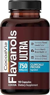 Memory+ Brain Supplement, Clinically Proven Memory and Brain Booster, Plant Based Supplement, Sugar Free, Gluten Free, Vegan, 750 mg Cocoa Flavanols Capsules, 30 Day Supply