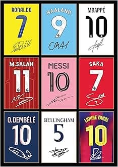 Icons Wall Art Bellingham Messi Ronaldo Mbappe Lamine Yamal Salah Dembele Saka Signed A4 Printed Photo Picture Display Gift For Football Fans Digitally Reproduced Signature Unframed