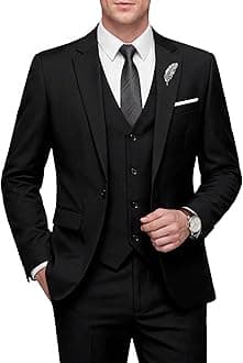 Men's Slim Fit 3 Piece Suit, One Button Solid Blazer Business Party Jacket Vest Pants Set