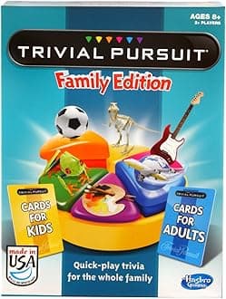 Hasbro Gaming Trivial Pursuit Game: Family Edition Board Game, Family Trivia Games for Adults and Kids, 2+ Players, Ages 8+ (Amazon Exclusive)
