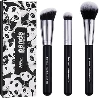 DUcare (black) - Makeup Kabuki Brushes 3Pcs Foundation Brush & Concealer Brush & Blusher Brush Face Blush Bronzer Travel Buffing Stippling Contour Liquid Blending Makeup brush set Black