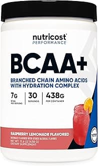 BCAA + Hydration Powder (Raspberry Lemonade) 30 Servings - Branched Chain Amino Acids with Hydration Complex - Gluten-Free, Non-GMO