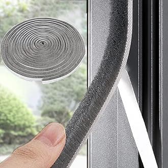 Weatherstripping Door Window Seal Strip 33 Feet, Self Adhesive Strong Adhesive, Soundproof, Draft Blocker, Dustproof, Suitable for Doors and Windows Cabinet Doors, 0.35" Width x 0.6" Thick, Gray