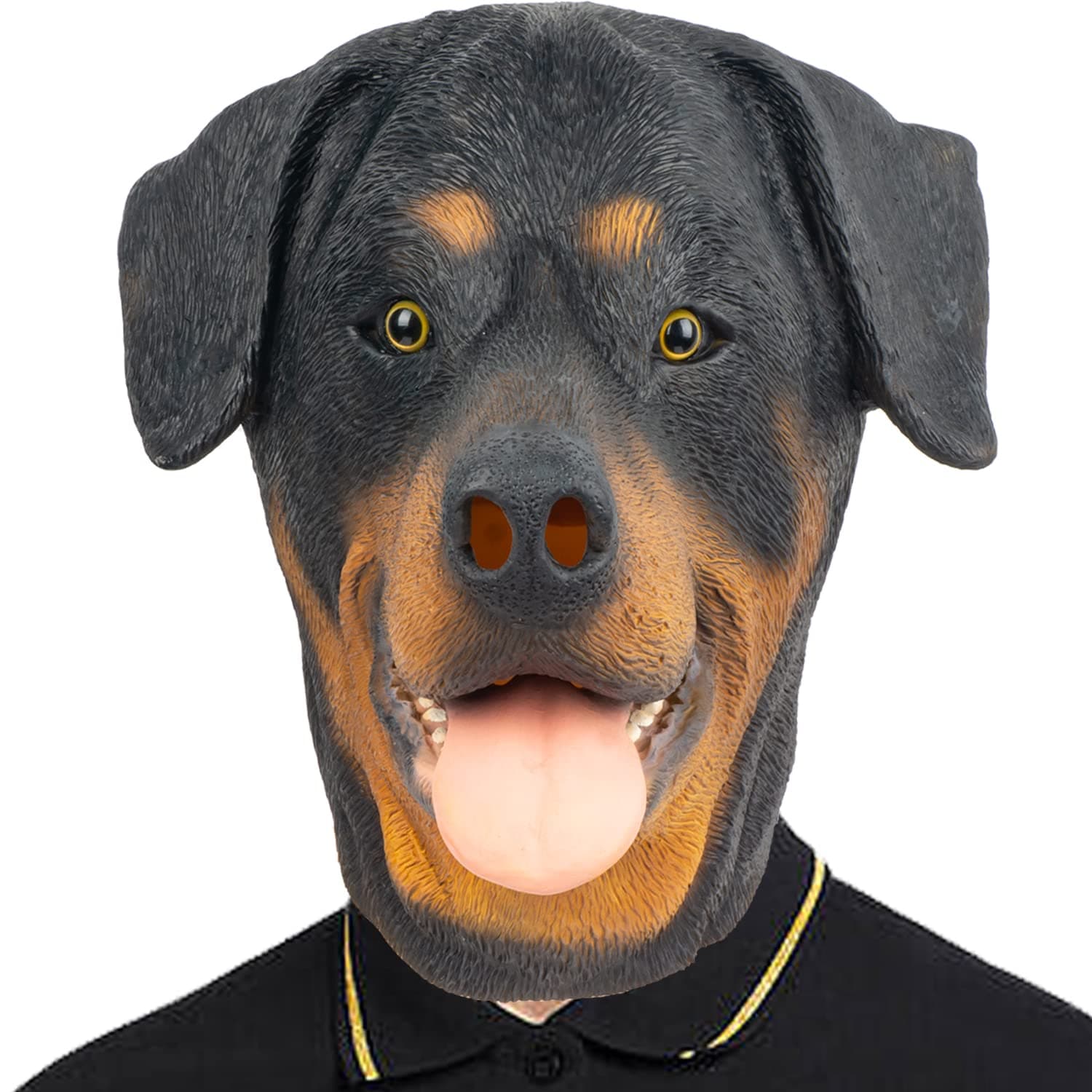 Rottweiler Mask Dog Head Animal Latex Full Head Realistic Masks Fancy Dress for Halloween Carnival Costume Party