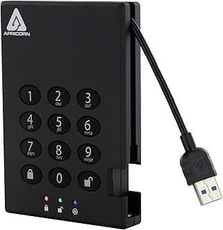 Apricorn Aegis Padlock 1 TB USB 3.0 256-bit AES XTS Hardware Encrypted Portable External Hard Drive (A25-3PL256-1000)
