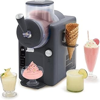Frost Ice Cream Maker & Slushie Machine, Soft Serve, Sorbet, Margaritas, Milkshakes, Frozen Yogurt, No Pre-Freezing, Ready in 15 Mins, 6 Modes, 7 Textures, Self-Cleaning, Family Size, Gray
