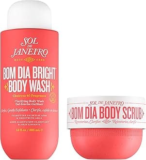 Visibly Brightening and Smoothing Bom Dia AHA Body Scrub and Body Wash Duo, Amazon Exclusive