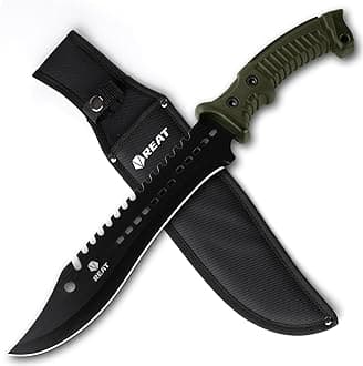 REAT Machete Knife with Shaeth,15" Lightweight Garden Tools Knife,Ergonomic No-Slip Handle, Machetes for Bushcraft, Outdoor Hunting, Garden Cutting Trees and Yard Work