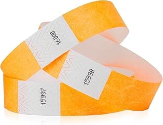 Wristco 200 Neon Orange Tyvek Wristbands for Events Tamper-Proof Design & Fluorescent Color Prevent Reuse Premium-Grade Bracelets for Hospital & Medical ID, Party & VIP Identification