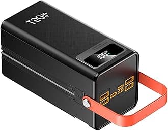 Power Bank, Fast Charging Portable Charger, with LED Light, with Built-in Cables, 4 Outputs & 3 Inputs, Rechargeable Portable Power Supply for Cell Phones, Random Color