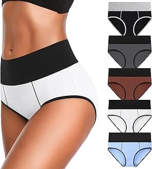 Eiggam Underwear for Women Cotton High Waist Panties Full Coverage Briefs Soft Strech Ladies Breathable Panties-Multi Pack