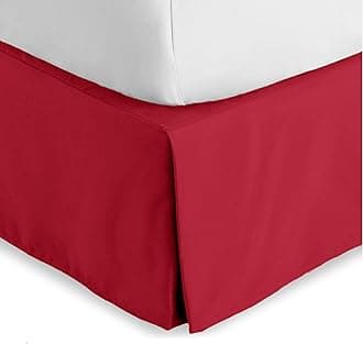 Bare Home Pleated King Bed Skirt - 15-Inch Tailored Drop Easy Fit - Bed Skirt for King Beds - Center & Corner Pleats (King, Red)