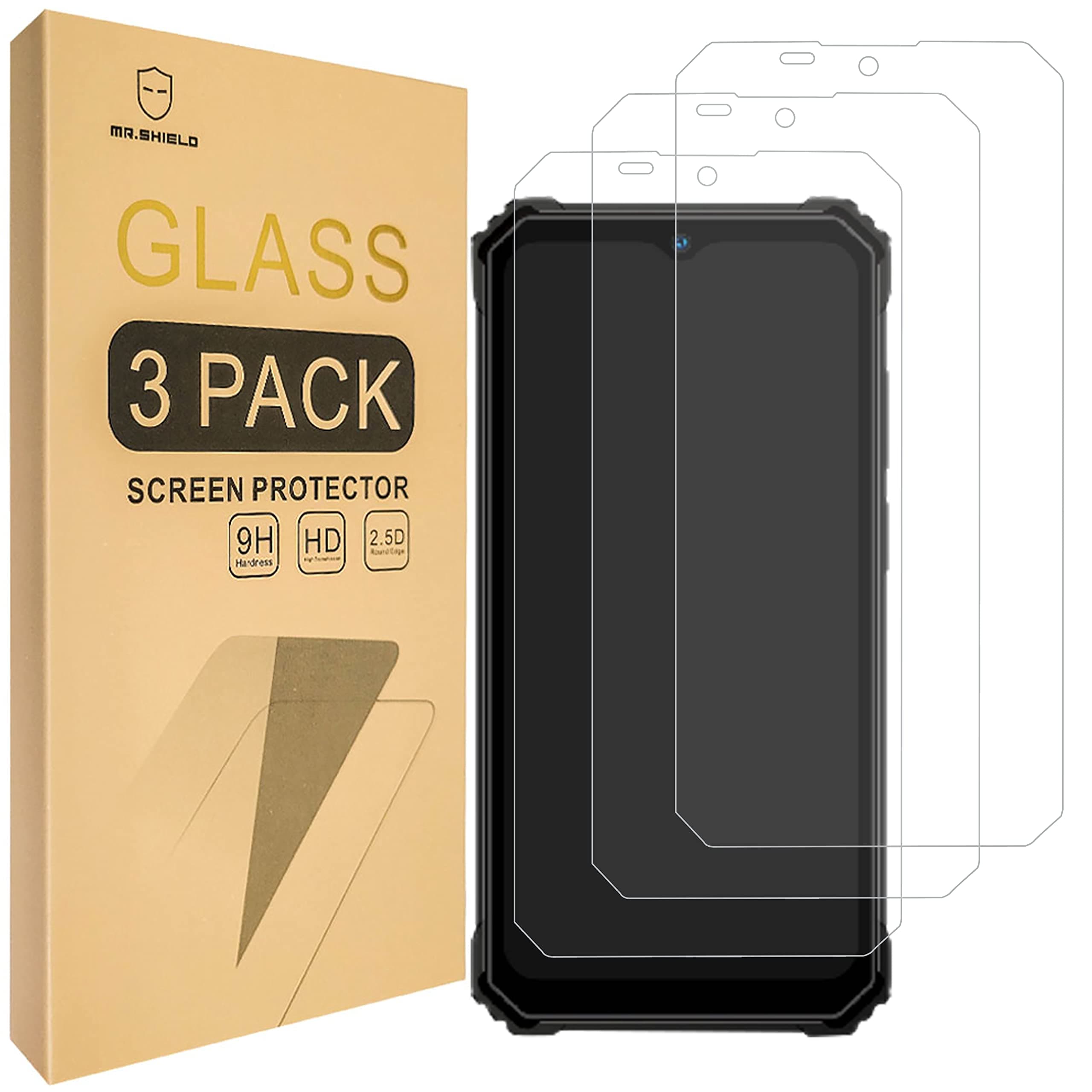 Mr.Shield Screen Protector Compatible with Oukitel WP23 / Oukitel WP23 Pro [Pack of 3] Protective Glass Film 9H Hardness, HD Clear Screen Protector