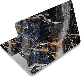 Laptop Decal Sticker Skin Cover, 11.6”12" 13" 13.3" 14" 15" 15.4" 15.6 inch Laptop Netbook Vinyl Skin Sticker Cover Art Notebook PC Waterproof Protector (2 Wrist Pad Included), Black Marble