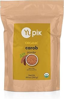 Yupik Organic Pure Raw Carob Powder 8.8 oz, USDA Certified, Non-GMO, Vegan, Gluten-Free, Caffeine-Free, Unroasted, Premium Superfood for Baking & Smoothies