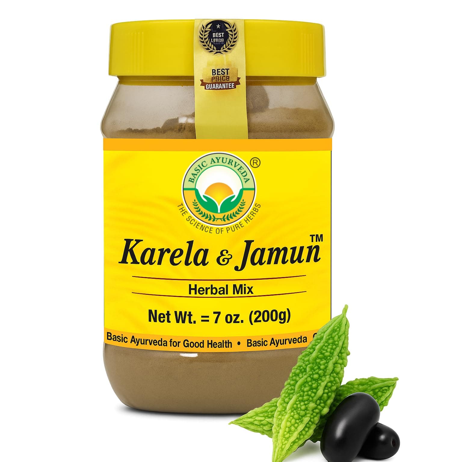BASIC AYURVEDA Karela & Jamun Powder Mix | Bitter Gourd & Indian BlackBerry | 7.05 Oz (200g)
