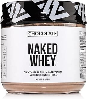 NAKED Chocolate Whey 1LB - All Natural Grass Fed Whey Protein Powder, Organic Cacao, and Coconut Sugar - NSF Certified, No GMO, No Soy, and Gluten Free, Aid Growth and Recovery - 12 Servings