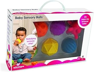 EdushapeThe Original Sensory Balls for Baby, Mega Pack - Assorted Baby Balls That Help Enhance Gross Motor Skills for Kids Aged 6 Months & Up - Set of 4 Vibrant and Unique Toddler Ball for Baby