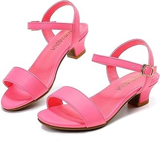 LAURMOSAGirls Sandals Low Heels Girls Dress Shoes in Wedding Party Summer Open Toe Ankle Strap for Little Big Kids Toddler
