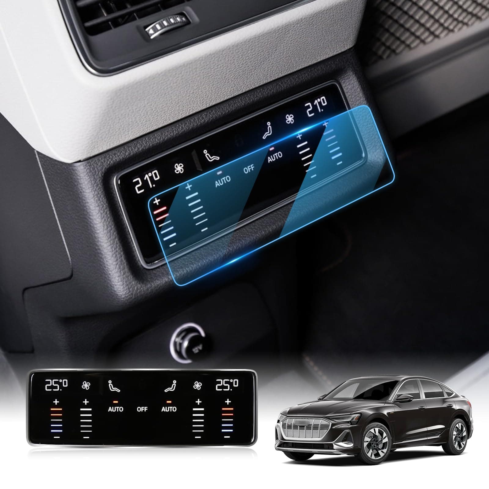LFOTPP 2022 Auid A6 Screen Protector 2019-2022 A6 E-tron/ A7 / Q8 Screen Protector Rear Climate Display Control Touch Screen 2019-2022 (C8/4K)/A7,2020-2022 Q8 Clear Tempered Glass Scratch-Proof