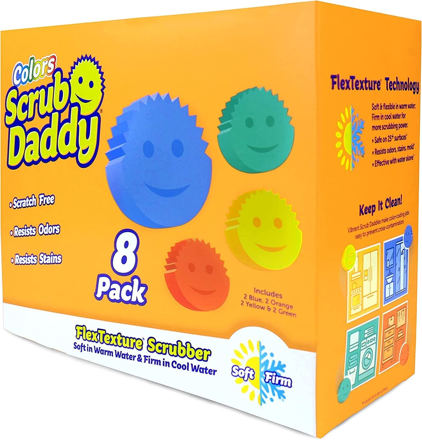 Flexible 8-Pack Sponge Set – Assorted Colors for Kitchen & Household Cleaning, Scratch-Free, Odor Resistant, Multi-Surface