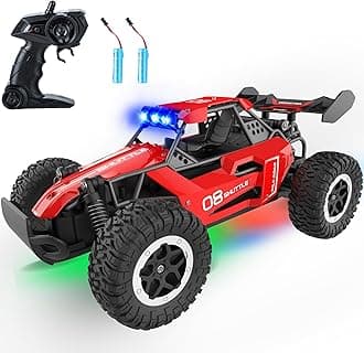 Remote Control Car for Kids 3 4 5 6 7+, 20 KM/H High-Speed RC Cars with LED Lights, 2.4GHz 2WD Monster Truck Toys,Toy Cars for Girls Boys,Christmas & Birthday Gifts,Upgraded Anti-Collision Shaft–Red
