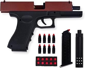 Gex Shooting Game Toy Guns for Kids & Adults Soft Bullets Blaster Gun Pistol with Foam Darts Jump Ejecting Mag Indoor Outdoor Play Toys (Minimum Age 10 Years)