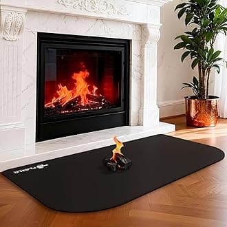 FLASLD Fireplace Hearth Mat, 32×48 inch Grill Mat Under Desk, Double-Sided Fireproof Fireplace Rugs for Fire Pit, Grill Pad for Outdoor Grill, Fireplace, Stove, Smokers, BBQ
