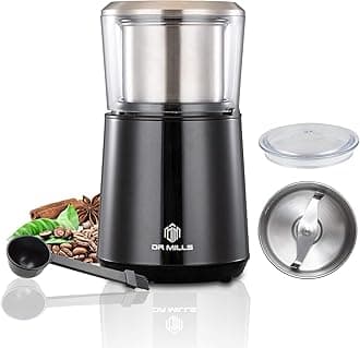DR MILLS DM-7451 Electric Coffee Grinder, Coffee Bean Grinder Electric Dried Spice, Nut, Herb Grinder, Detachable Cup, Dishwashable, SUS304 Stainless Steel