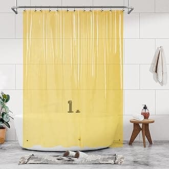 Barossa Design Premium PEVA Shower Curtain Liner with 3 Magnets and Metal Grommets Waterproof Lightweight Standard Size for Bathroom Translucent Yellow