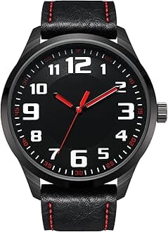Mens Black Large Dial Arabic Numerals Black Belt Modern Classic Men's Watch,