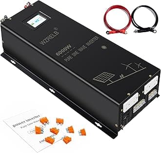 WZRELB 6000W Split Phase Pure Sine Wave Inverter, 48V DC to 120V/240V AC, 4 AC Outlets, Hardwire Terminal, High Efficiency up to 91.6%