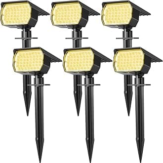 WENATY Solar Spot Lights Outdoor Waterproof IP65, 6 Pack Landscape Spotlights with 46 LEDs, 3 Modes Auto On/Off Solar Powered Flood Lights for Outside Pathway, Yard, Garden, Walkway (Warm White)