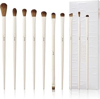 - Precision Makeup Brushes 10Pcs Eye Makeup Brush Set Premium Synthetic Eyeshadow Concealer Eyeliner Eyebrow Blending Highlight Brush, Light Grey T330