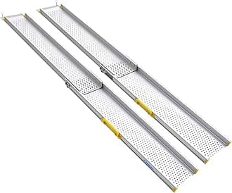 Ruedamann 8FT Portable Wheelchair Ramp, 600 lbs Per Pair Capacity, Adjustable Aluminum Ramps for Wheelchairs, 8" Width Wheelchair Ramps for Home Steps, Doorways, Curbs, 2Pcs