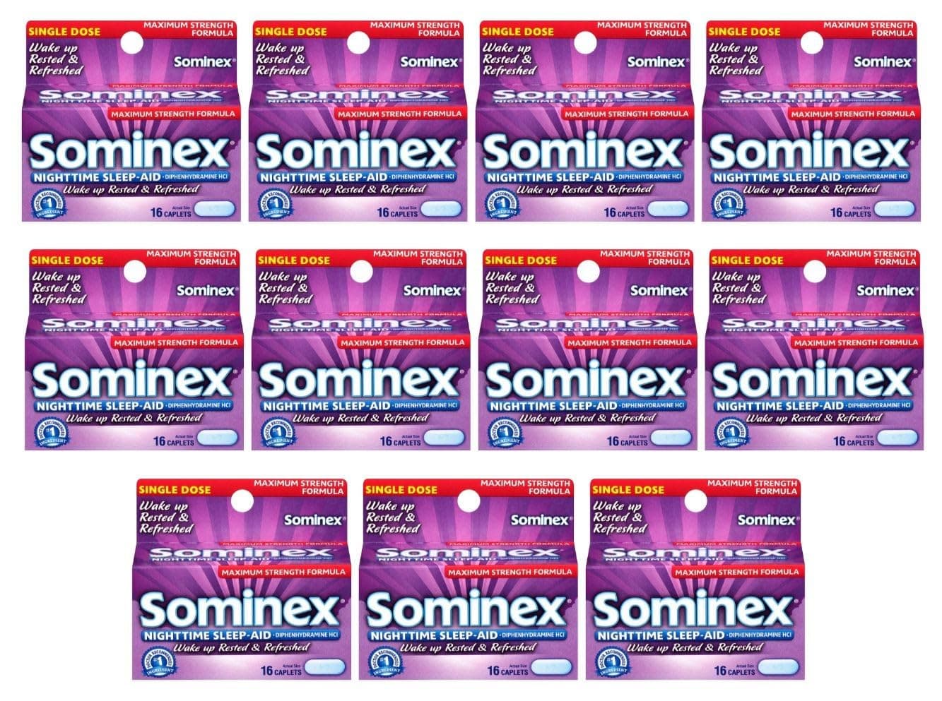 Nighttime Sleep-Aid Caplets, Maximum Strength, 16 ea (Pack of 11)