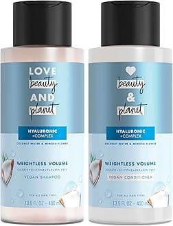 Volume and Bounty Thickening Shampoo and Conditioner For Hair Volume and Fine Hair Care Coconut Water & Mimosa Flower, Paraben Free, Silicone Free, and Vegan 13.5 oz 2 count